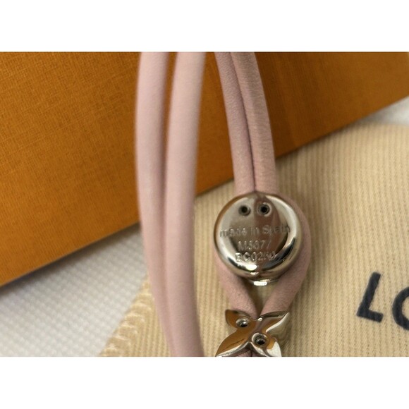 Louis Vuitton Keep A Secret M6677F Pink Leather Metal Bracelet 6 inches - Picture 3 of 13